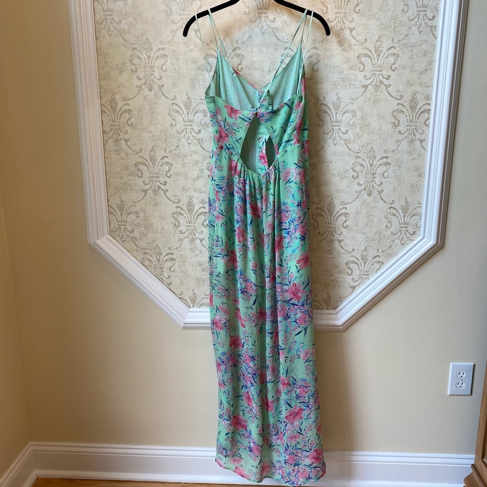 Urban Outfitters Sea foam Floral Maxi Slip Dress L - Picture 4 of 5